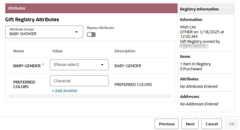 This figure shows the Attributes List