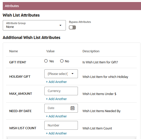 Additional Wish List Attributes