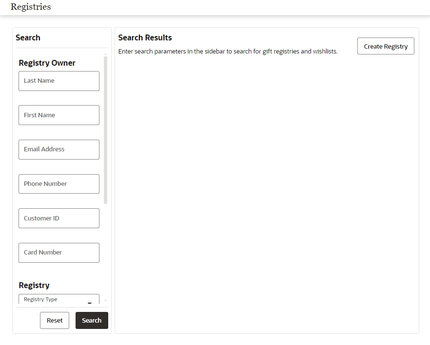 This figure shows the Registries Page