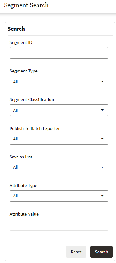 Segment Advanced Search Window