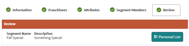 This figure shows the Tab Links - Personal List