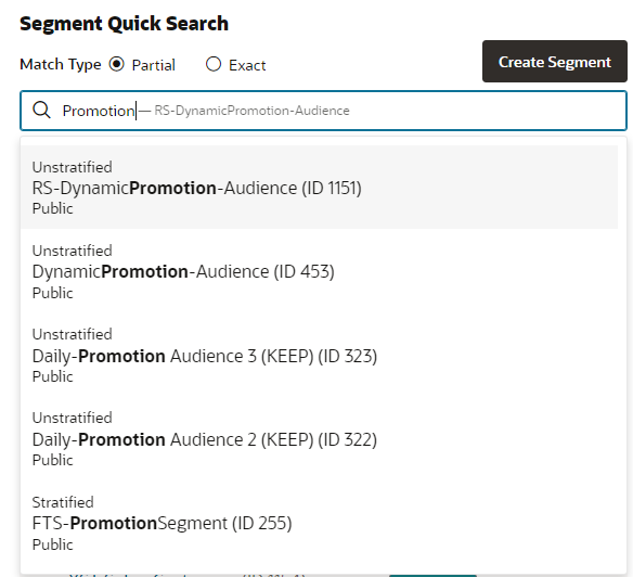 This figure shows Segments and Personal List Results
