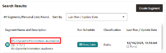 Segment Advanced Search - Segment Name