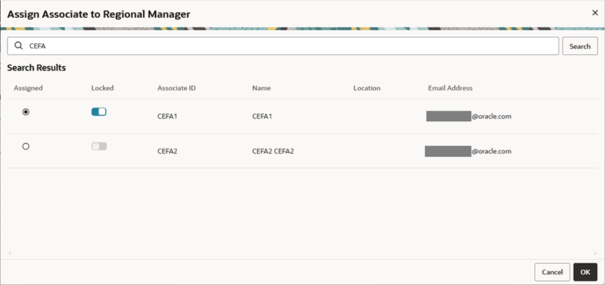 This figure shows the Assign Associate to Manager