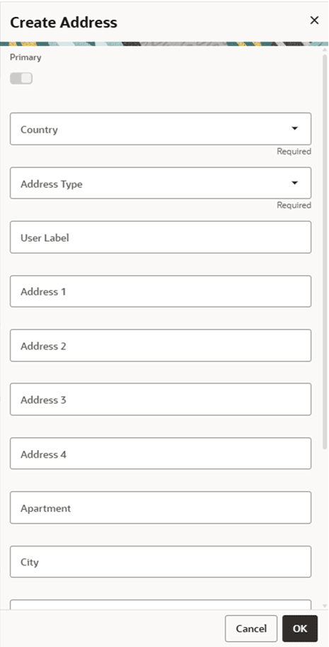 This figure shows the Create Address dialog