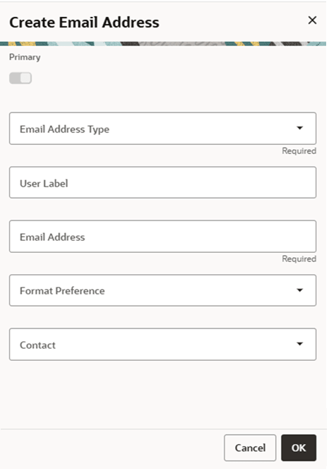 This figure shows the Create Email Address dialog
