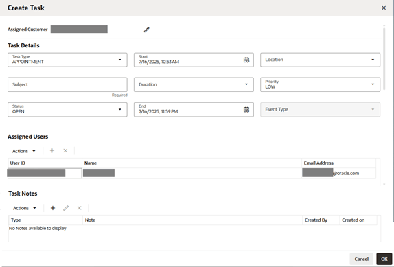 This figure shows the Create Task