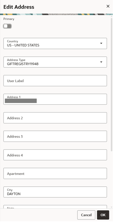 This figure shows the Edit Address dialog