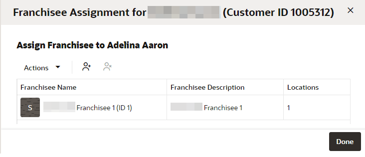 This figure shows the Franchisee Assignment