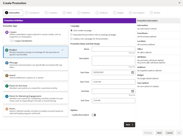 Information Tab - Product