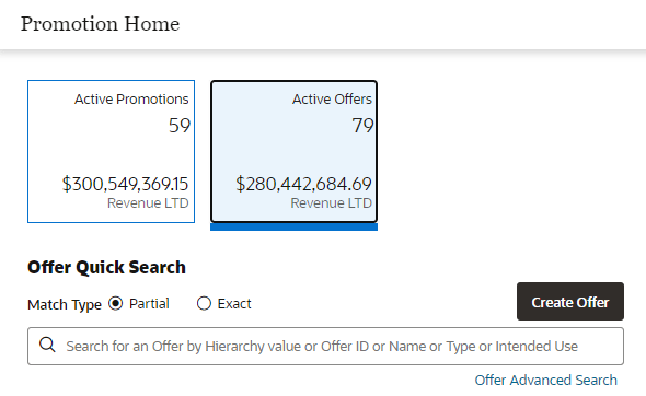 This figure shows the Promotion Home Active Offers