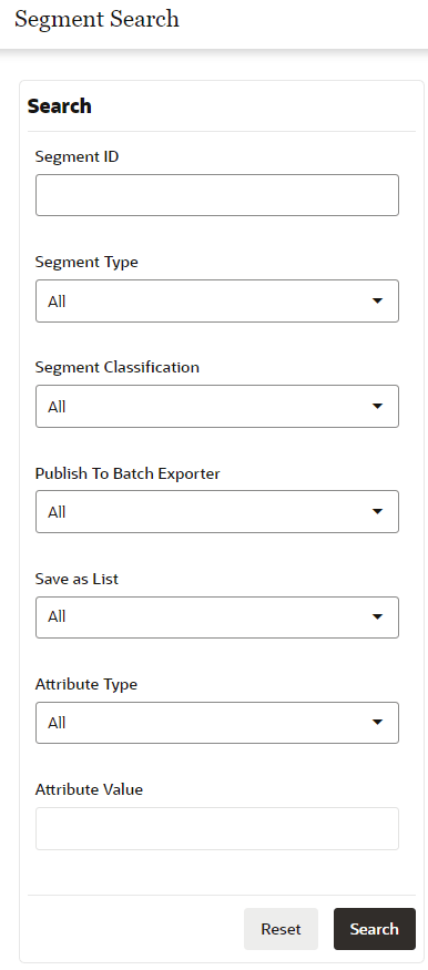 Segment Advanced Search Window