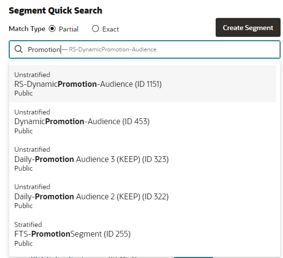 This figure shows Segments and Personal List Results