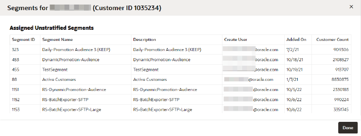 This figure shows the Segments for Customer