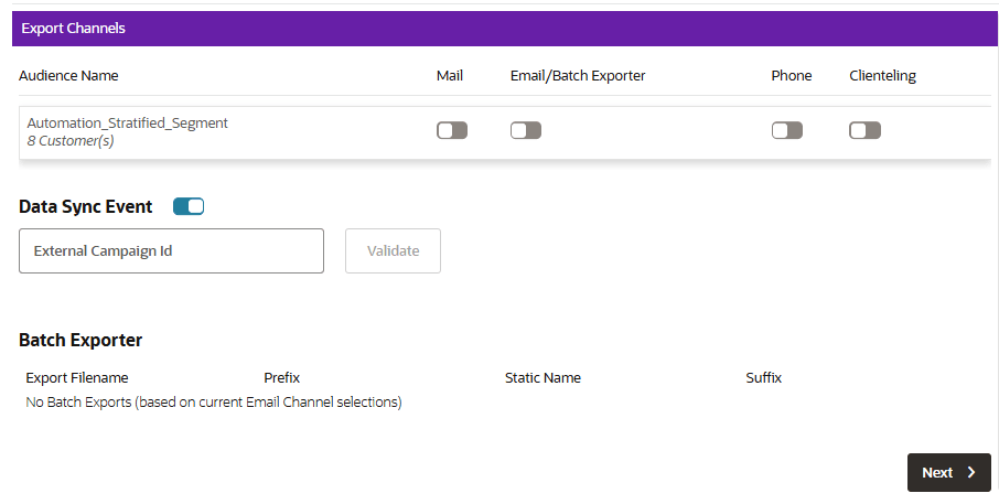 Export Data Channels - Data Sync Event