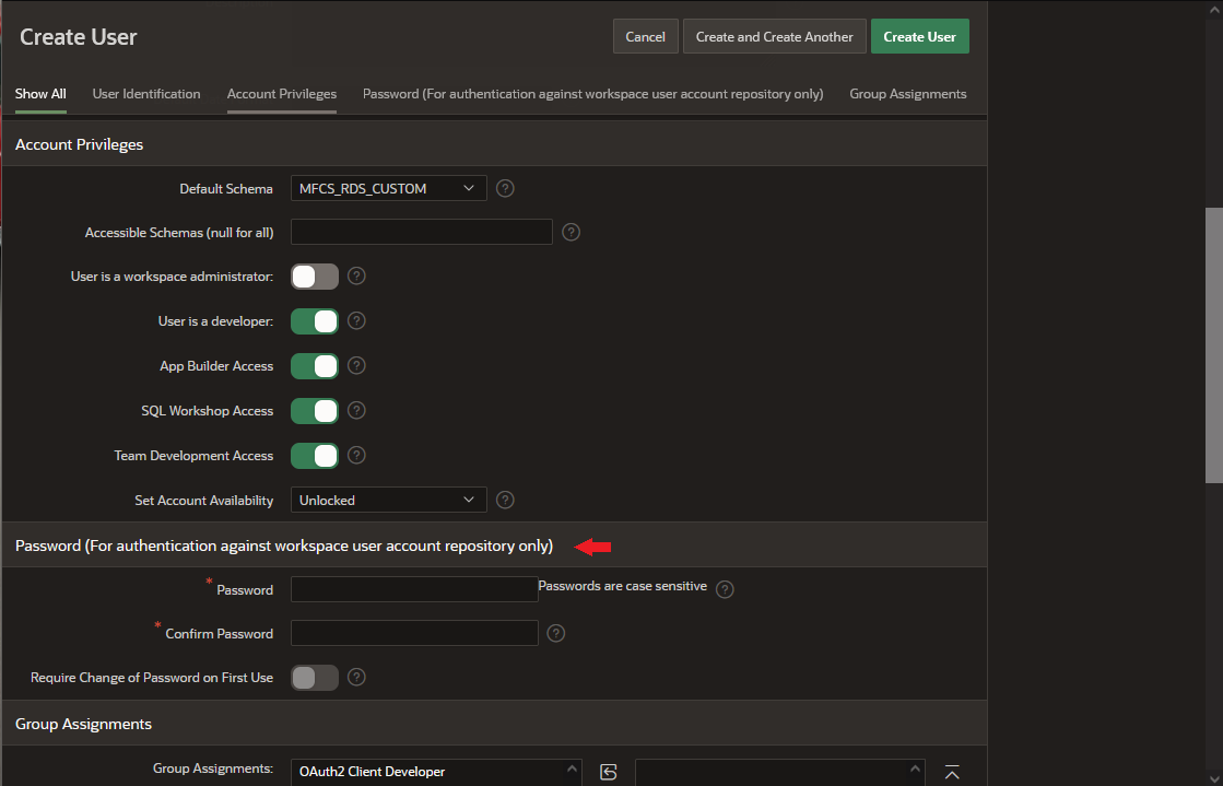 APEX Account Privileges APEX Account Privileges