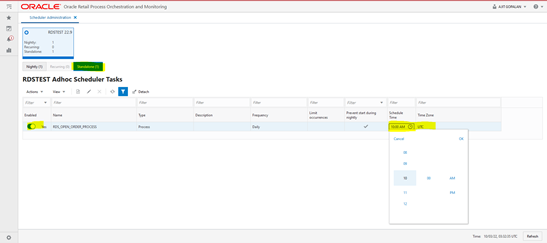 Scheduler Administration Screen Scheduler Administration Screen