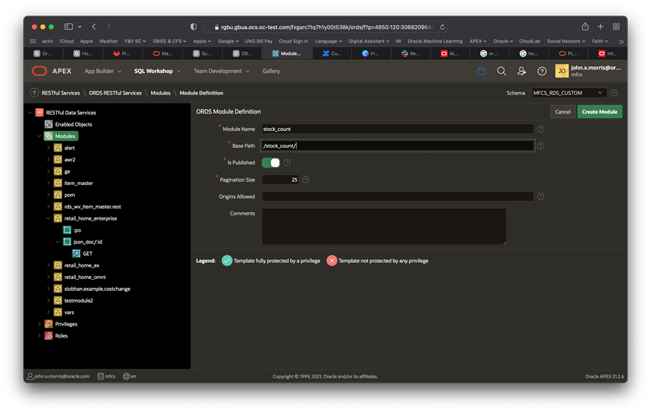 create module screen