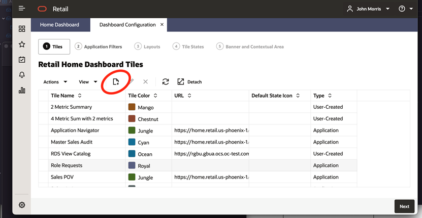 Dashboard Configuration tab