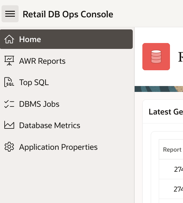 DB Ops Console Menu