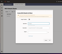 Create OAuth client Create OAuth client