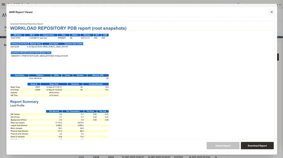 AWR Report Viewer AWR Report Viewer