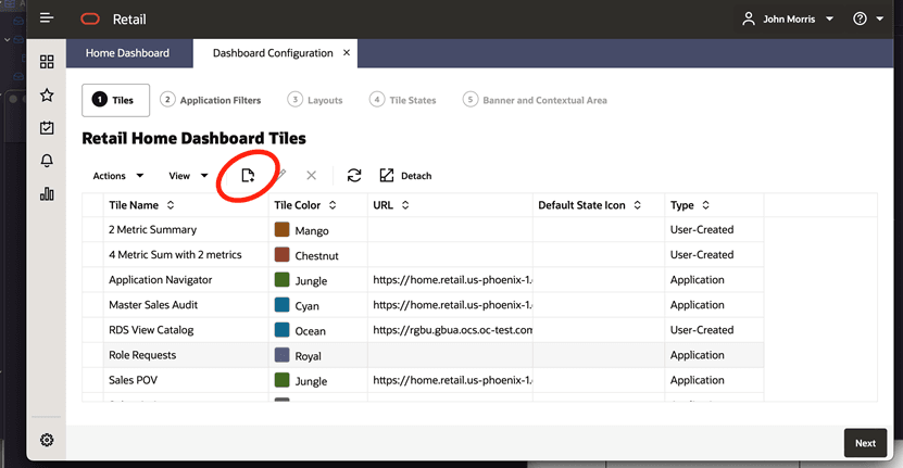 Dashboard Configuration tab