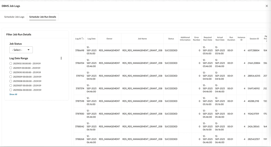 DBMS Scheduler Job Run Details DBMS Scheduler Job Run Details