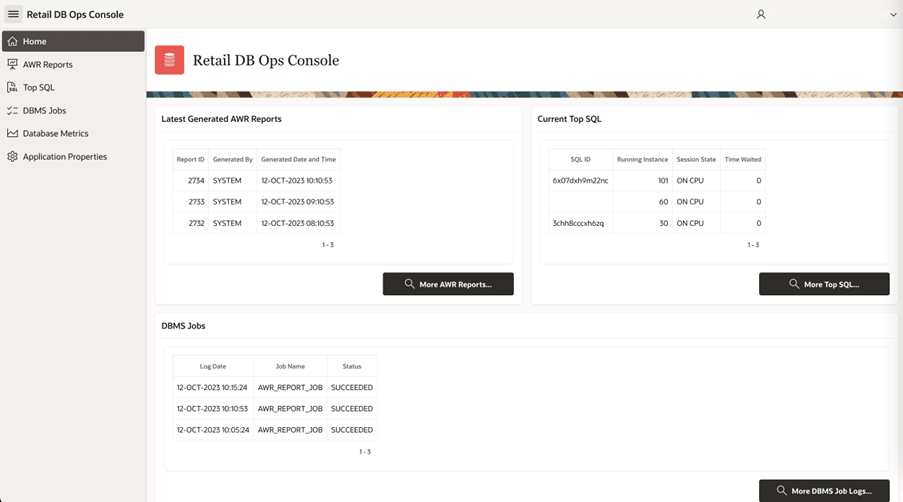 DB Ops Console DB Ops Console
