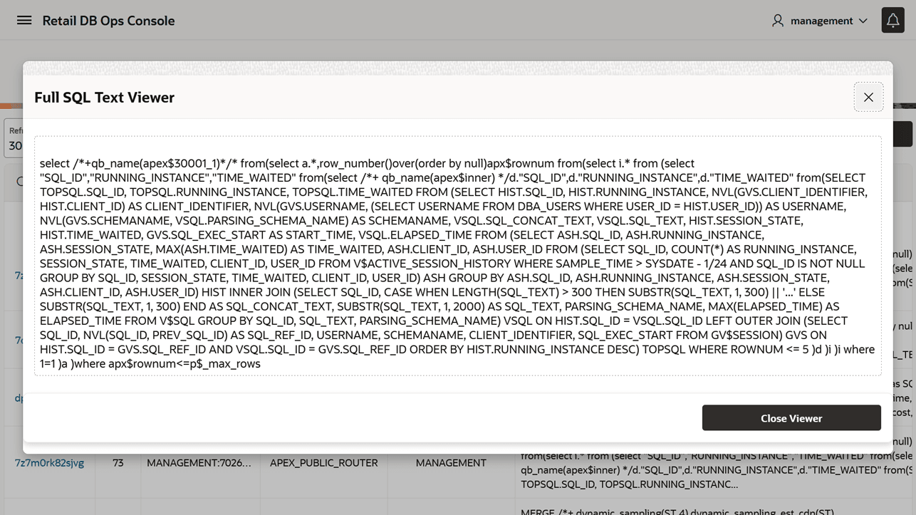 Top SQL - Full SQL Text Viewer Top SQL - Full SQL Text Viewer