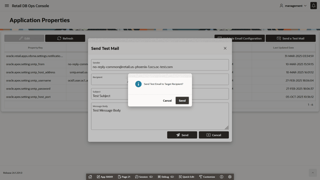 Send Test Email Request Status Send Test Email Request Status