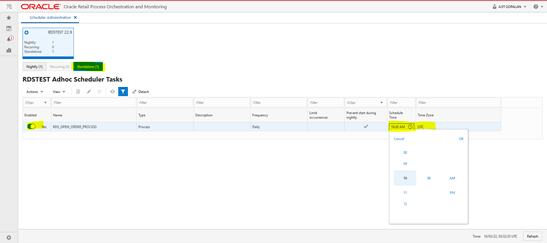 Scheduler Administration Screen Scheduler Administration Screen