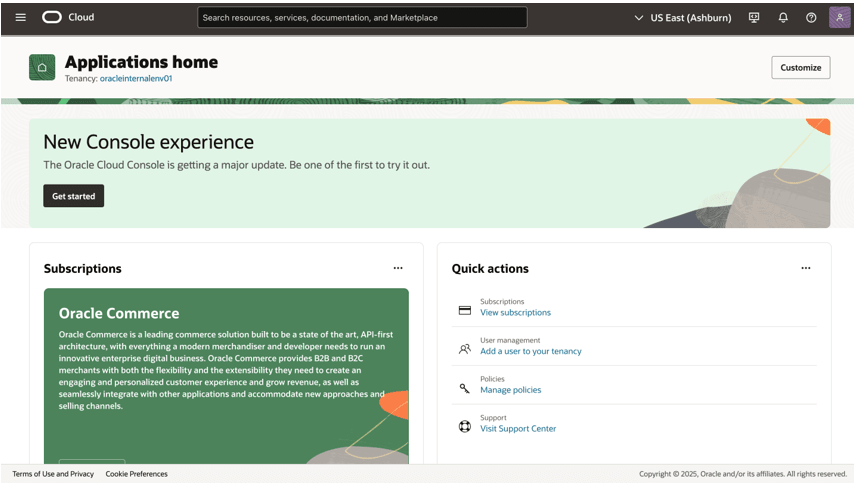 OneConsole dashboard