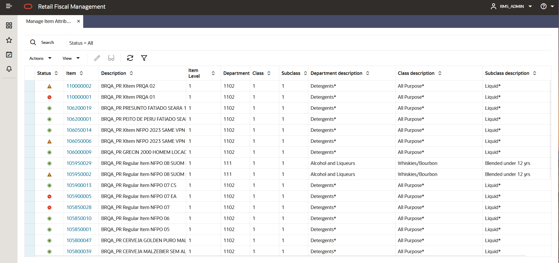 Manage Item Attributes Manage Item Attributes