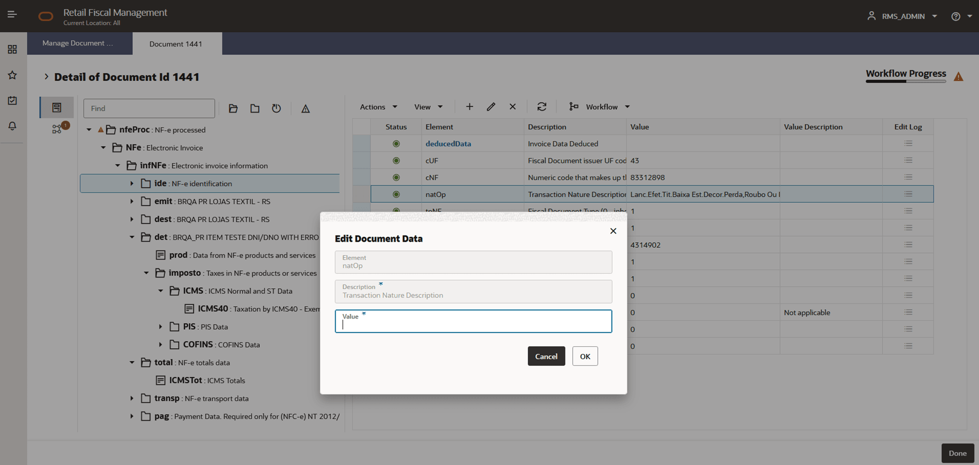 Fiscal Document - Edit Document Data Fiscal Document - Edit Document Data