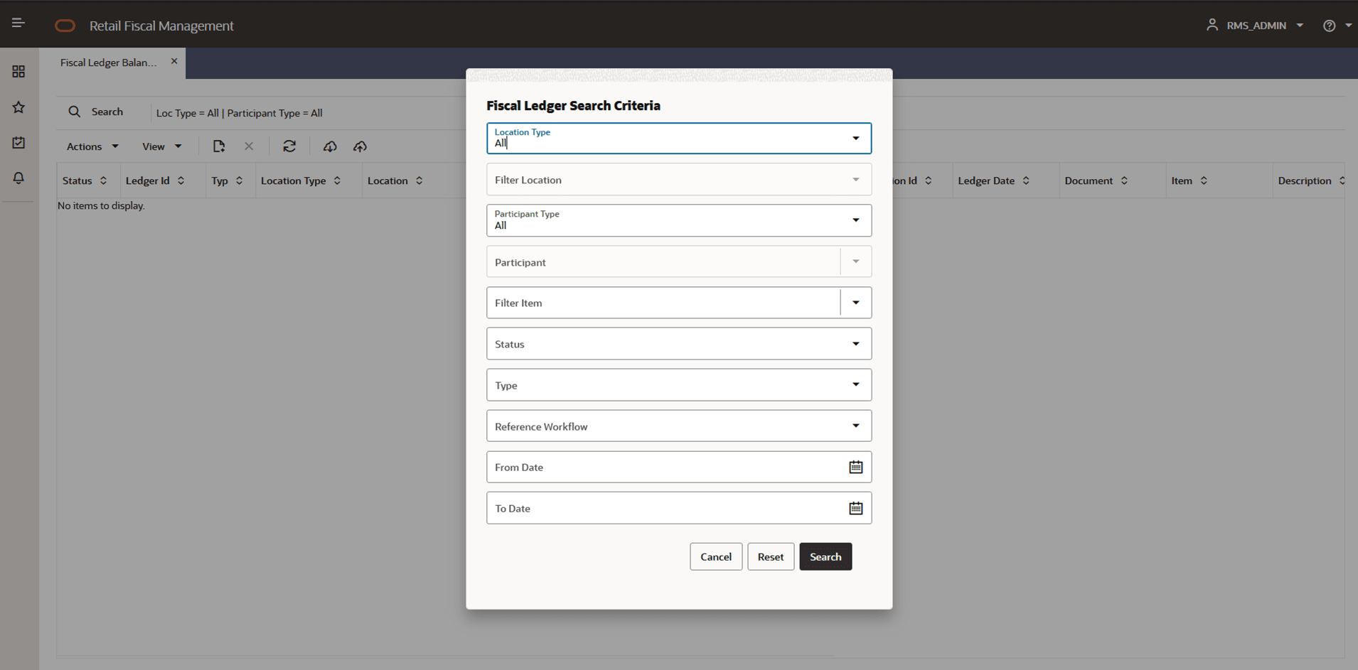 Fiscal Ledger Balance Sheet Screen - Search Fiscal Ledger Balance Sheet Screen - Search