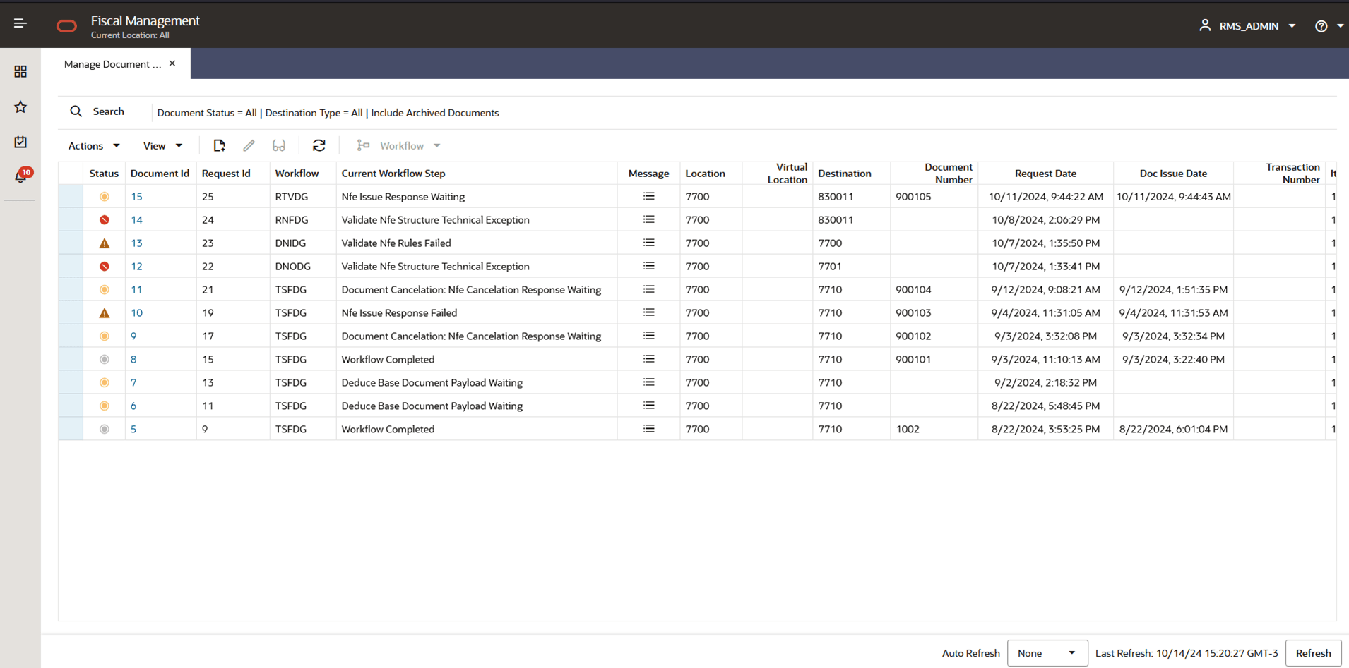 Manage Document Generation Screen Manage Document Generation Screen