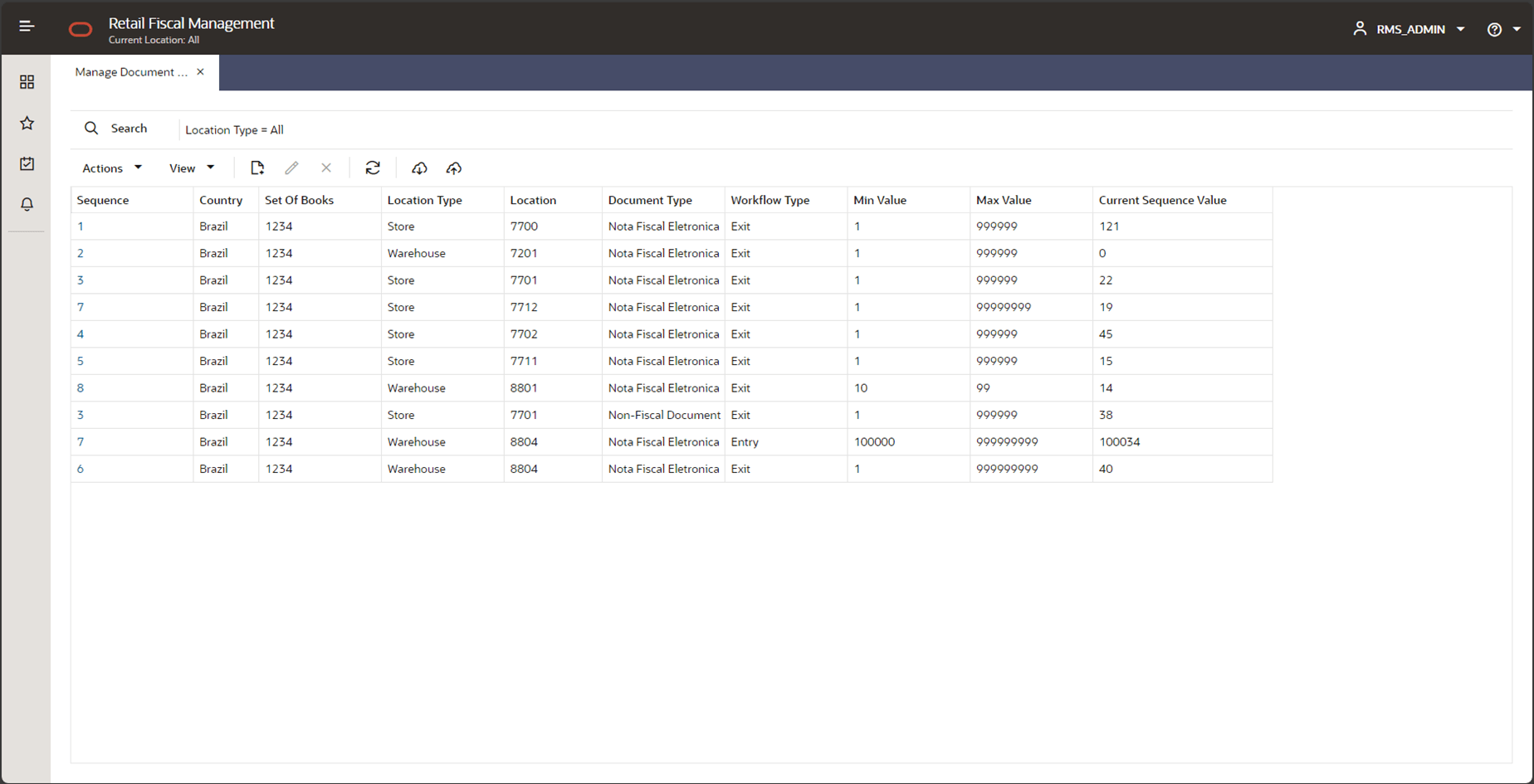 Manage Document Sequence