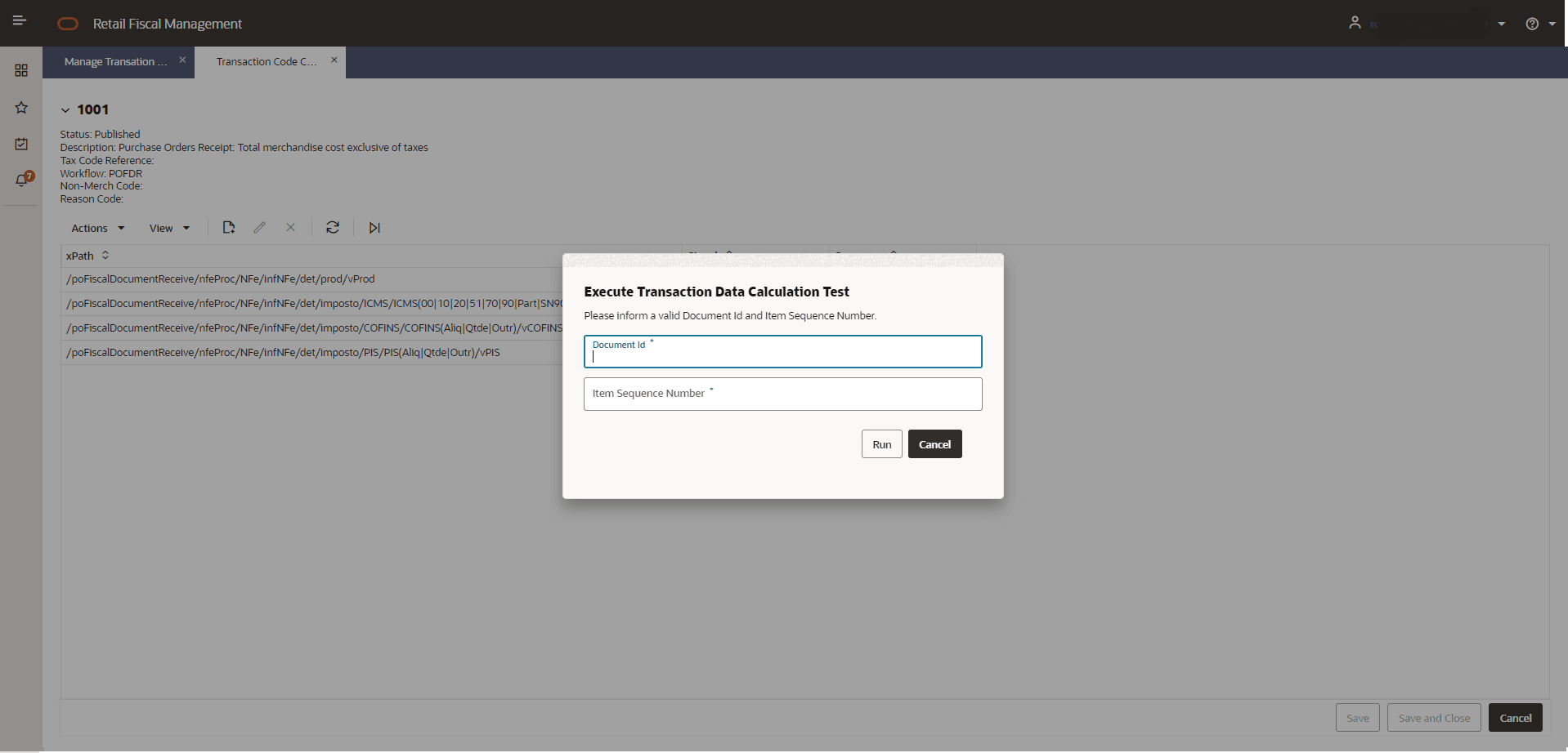 Transaction Code Calculation Test