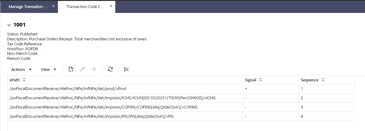 Transaction Code Calculation Setup - Example for PO Receipt Cost