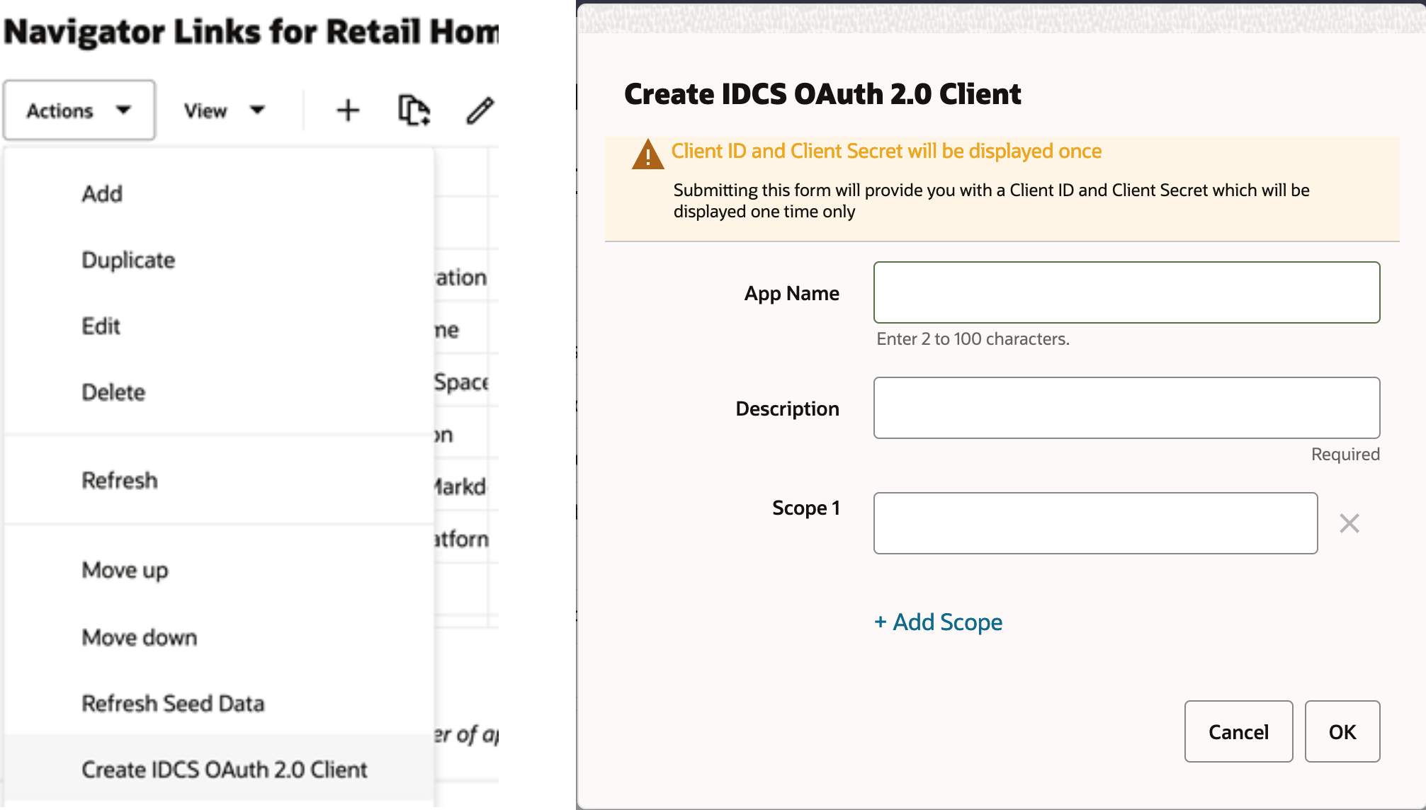 Create IDCS OAuth 2.0 Client Create IDCS OAuth 2.0 Client