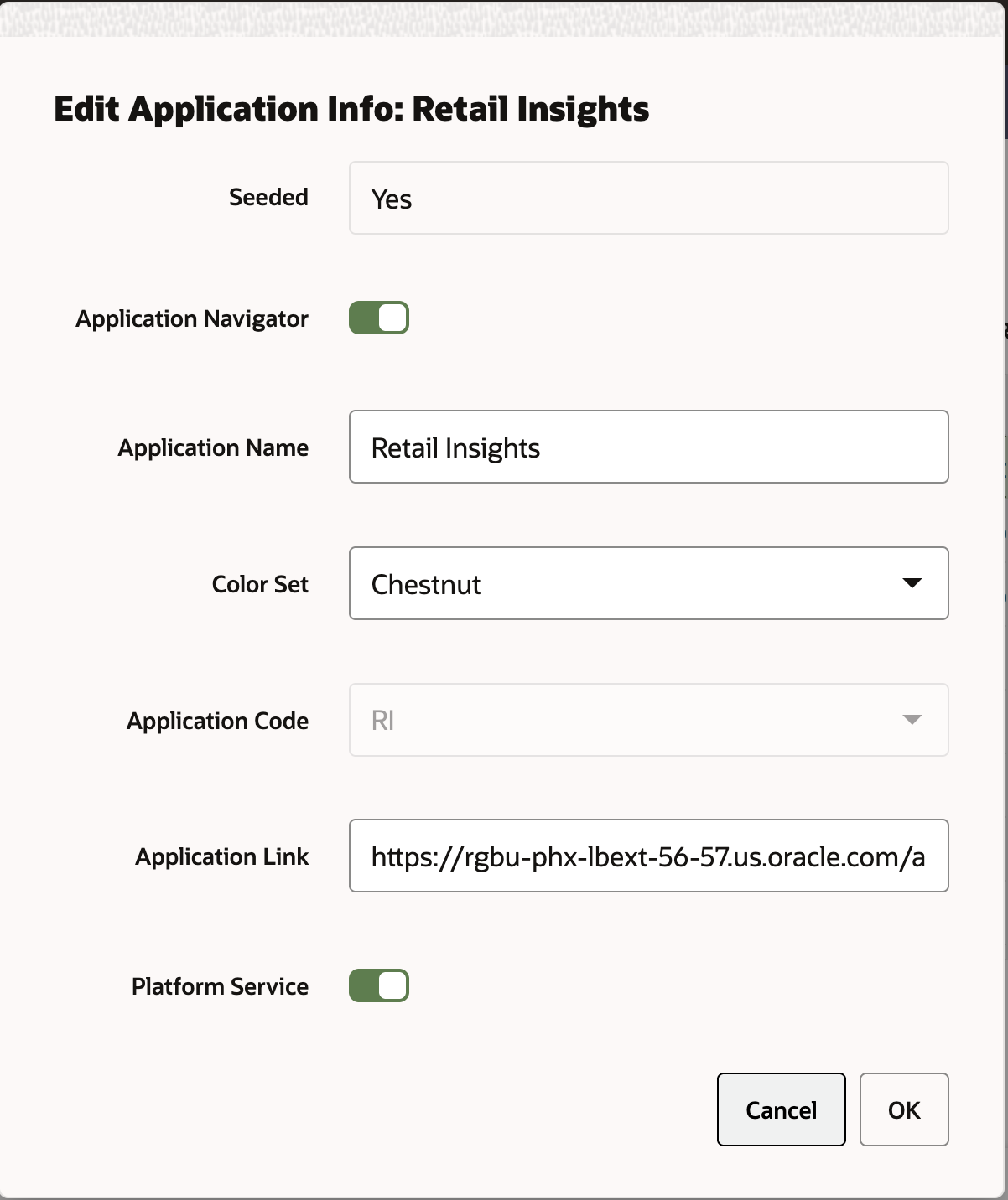 Edit Application Info Dialog Edit Application Info Dialog