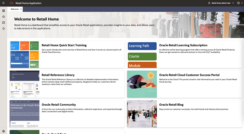 Welcome Screen Showing the Retail Reference Library