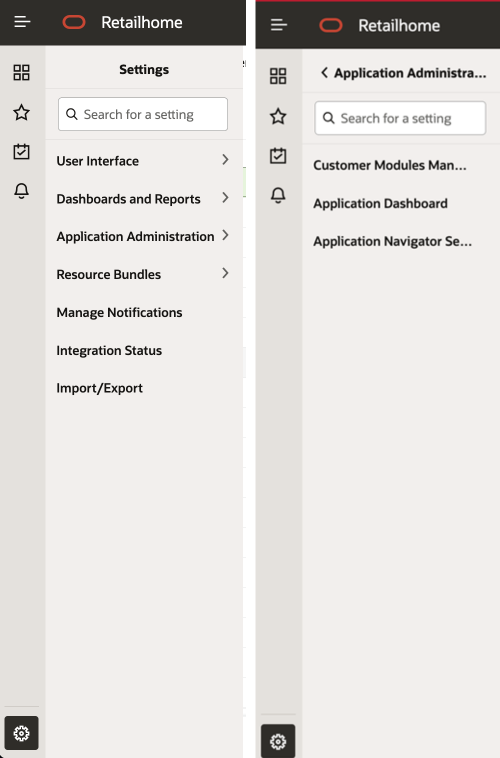 App Admin Menu