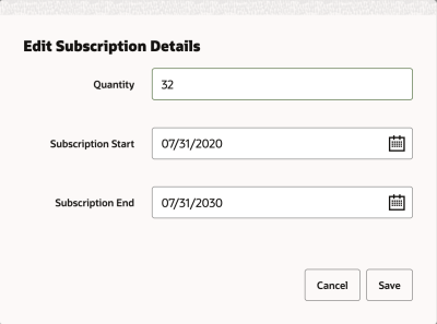 Editing Subscription Details Editing Subscription Details