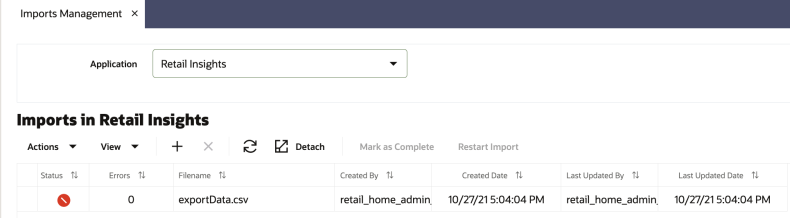Imports Management Screen