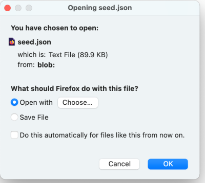 Open or Save Exported Configuration to JSON File Open or Save Exported Configuration to JSON File