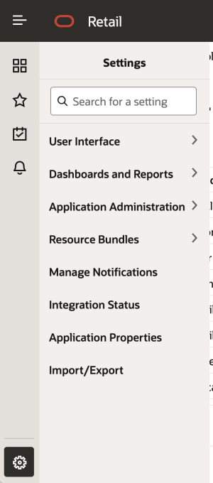 Retail Home Settings Menu Retail Home Settings Menu