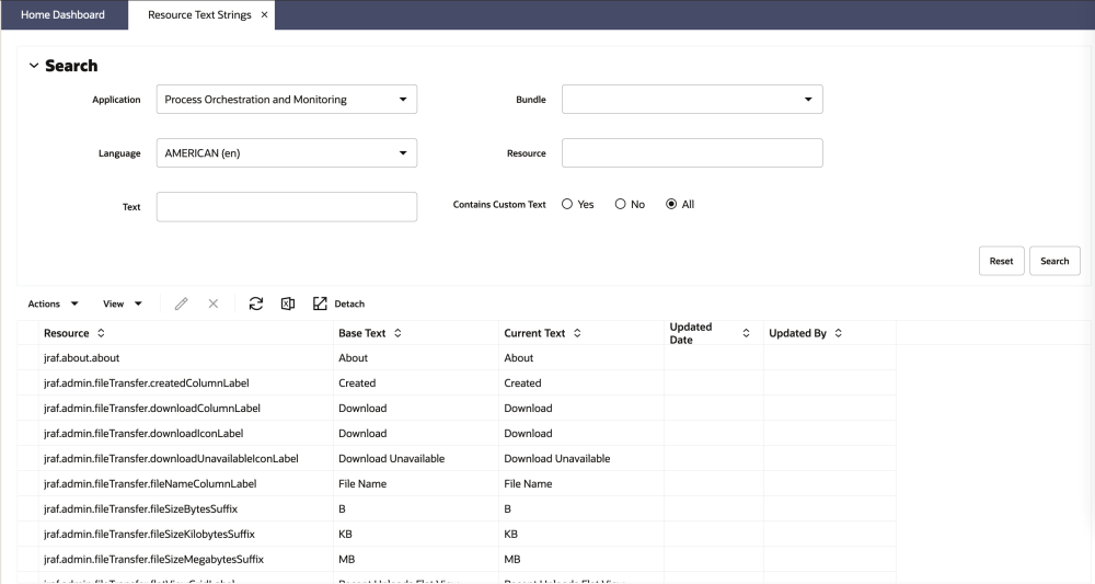 Resource Text Strings Screen for POM