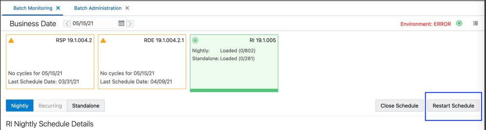 Restart Schedule Button
